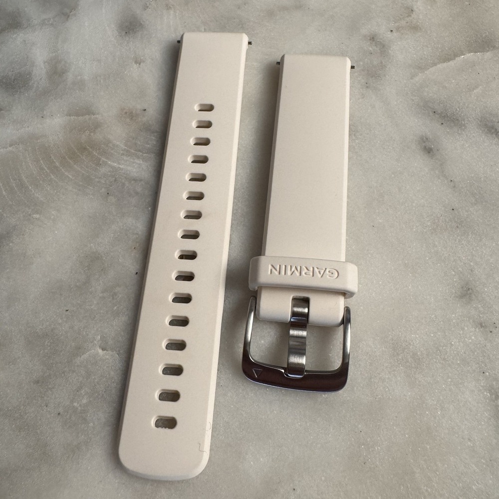 Garmin Quick Release 18 mm Silicone Band Bone White Silver Hardware
